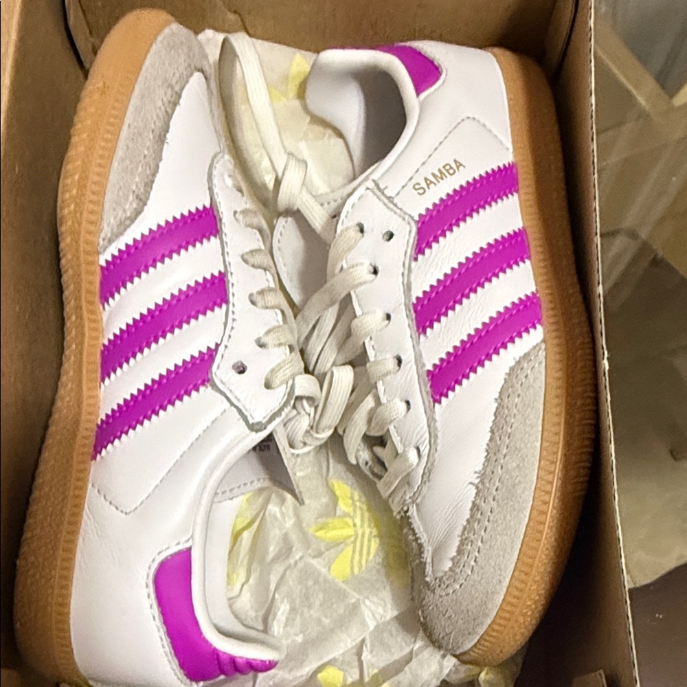 Adidas Samba White and Purple Sneakers